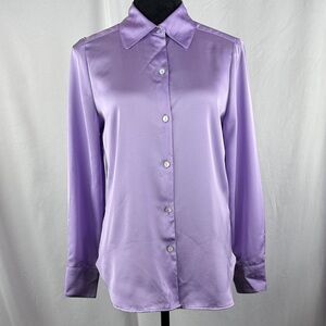 M&S Collections Lavender Satin Button Down Top